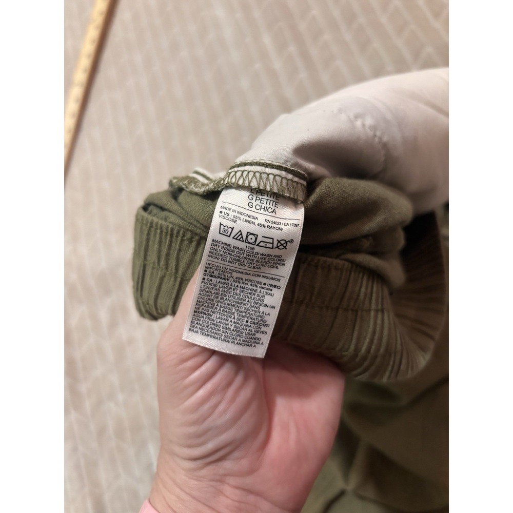 Old Navy Linen Blend Wide Leg Pants PL Olive Green High Rise Coastal Grandma NWT - Picture 6 of 10